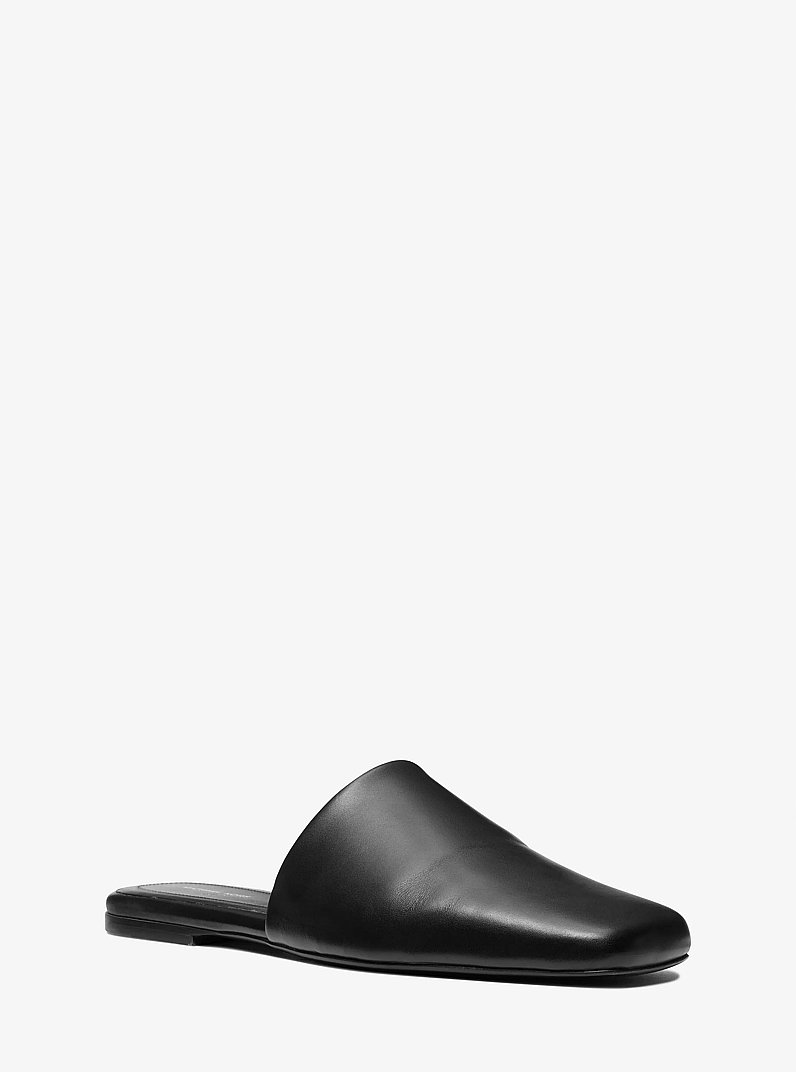 Kirsty Leather Slipper in BLACK | Michael Kors