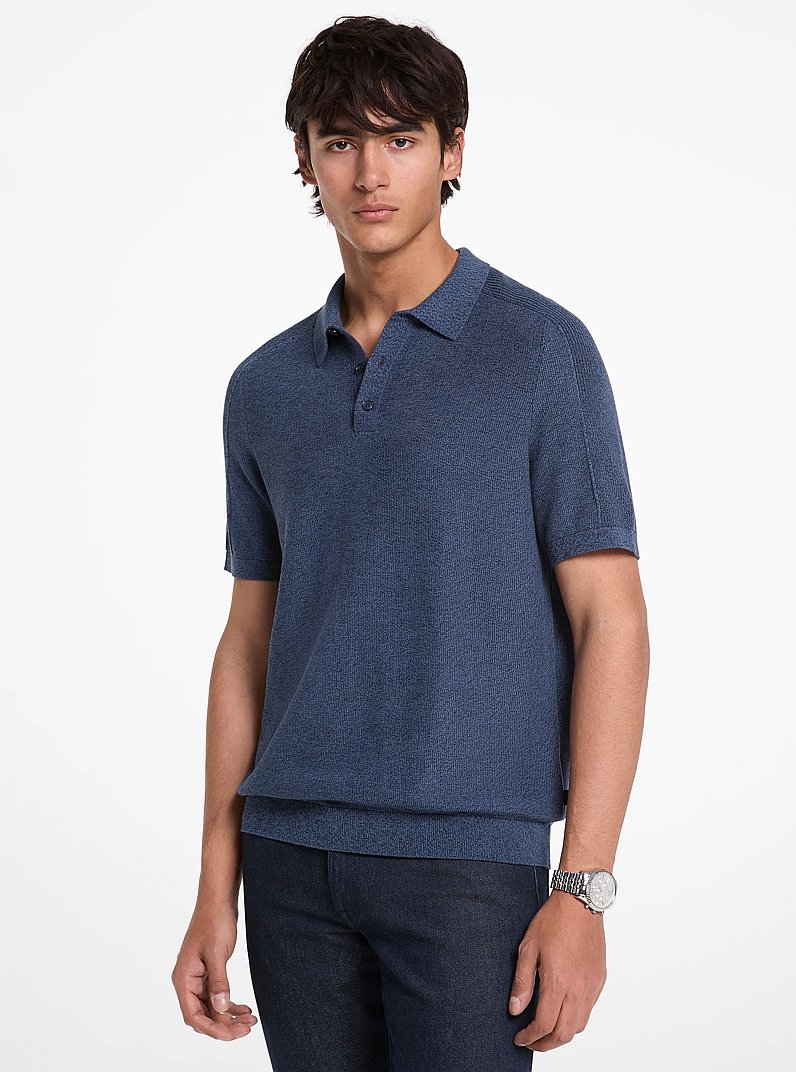 Cotton Moulin&eacute; Polo Shirt in DK CHAMBRAY | Michael Kors