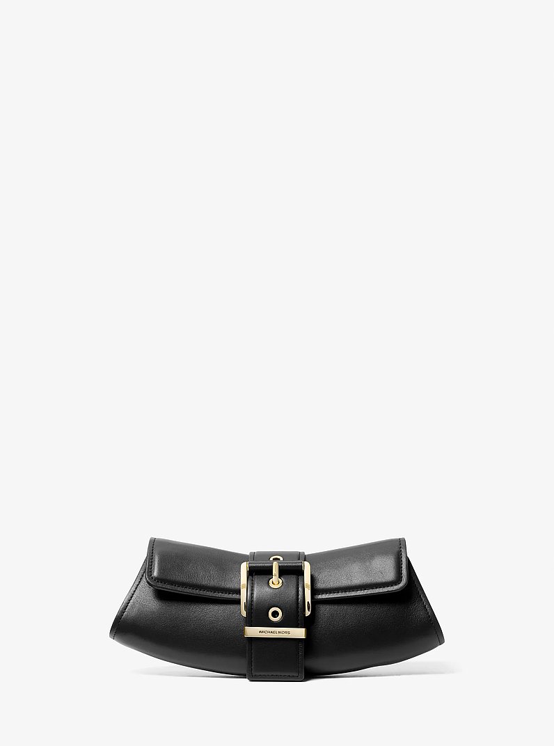 Colby Small Leather Convertible Clutch in BLACK | Michael Kors