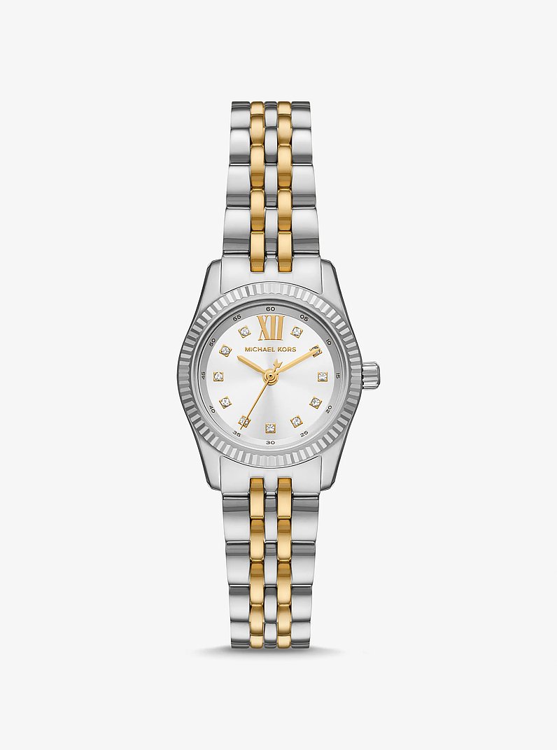 Petite Lexington Pav&eacute; Two-Tone Watch in TWO TONE | Michael Kors