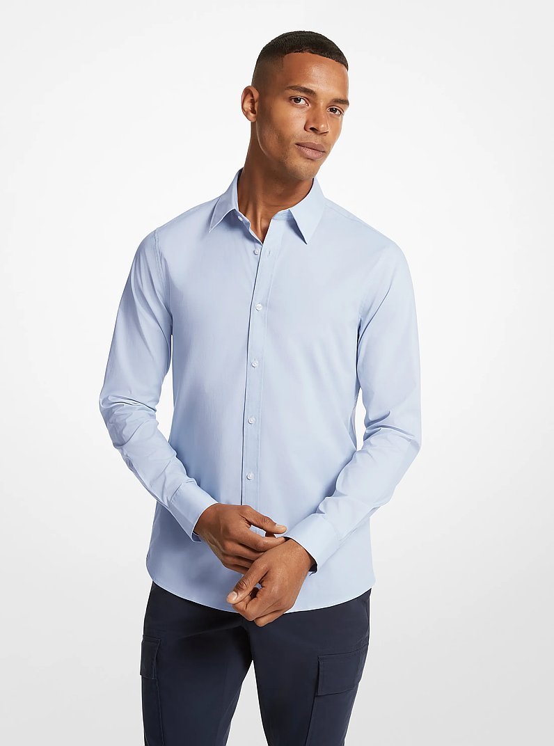 Slim-Fit Stretch-Cotton Shirt in ICE BLUE | Michael Kors