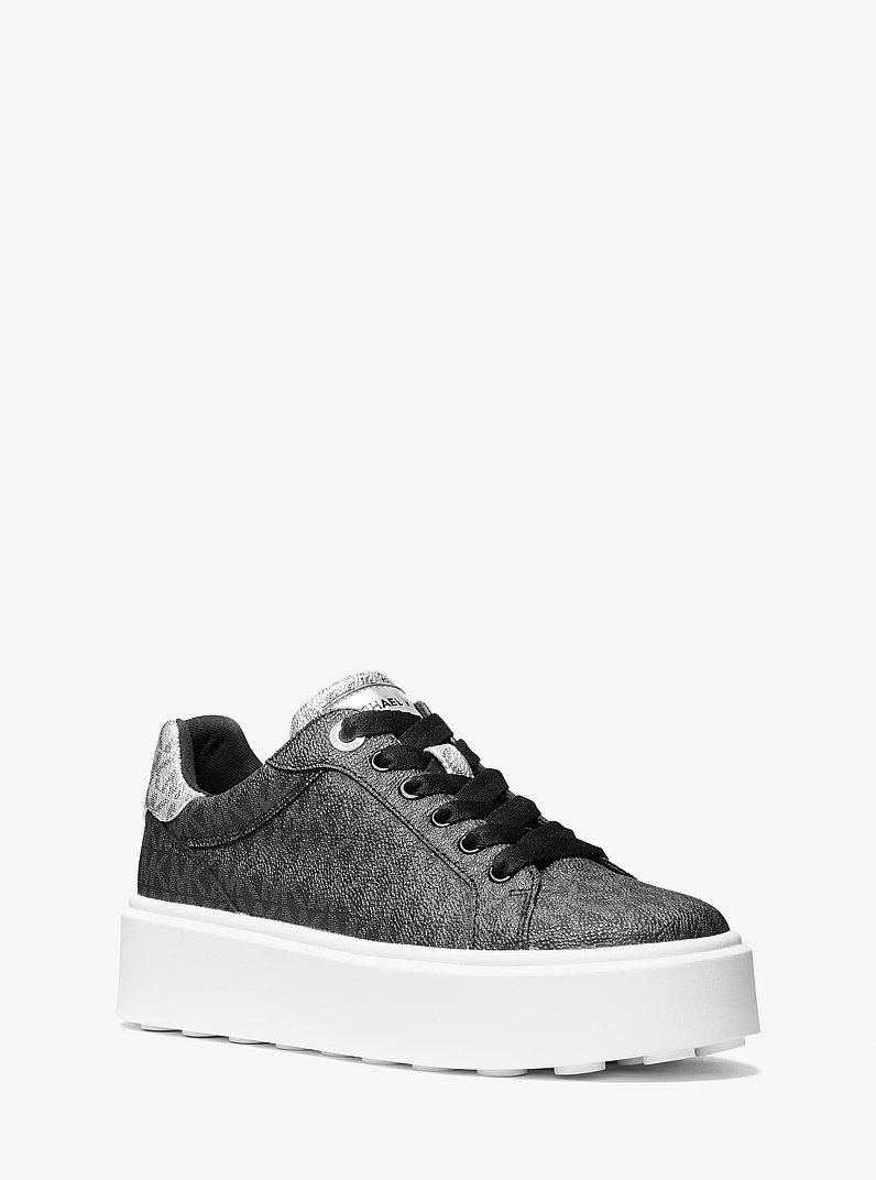 Romey Metallic Two-Tone Signature Logo Platform Sneaker in BLACK | Michael Kors