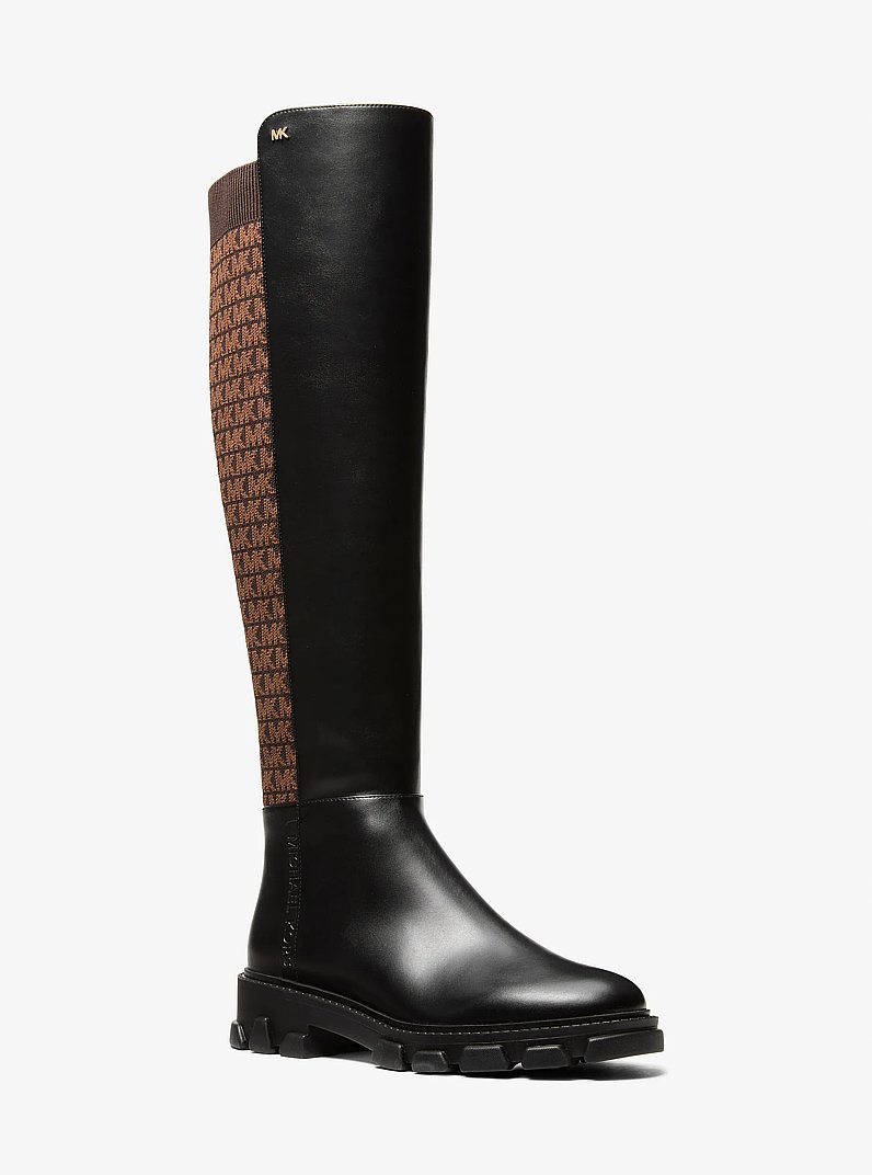 Ridley Logo Stretch Knit Boot in BLK/BROWN | Michael Kors