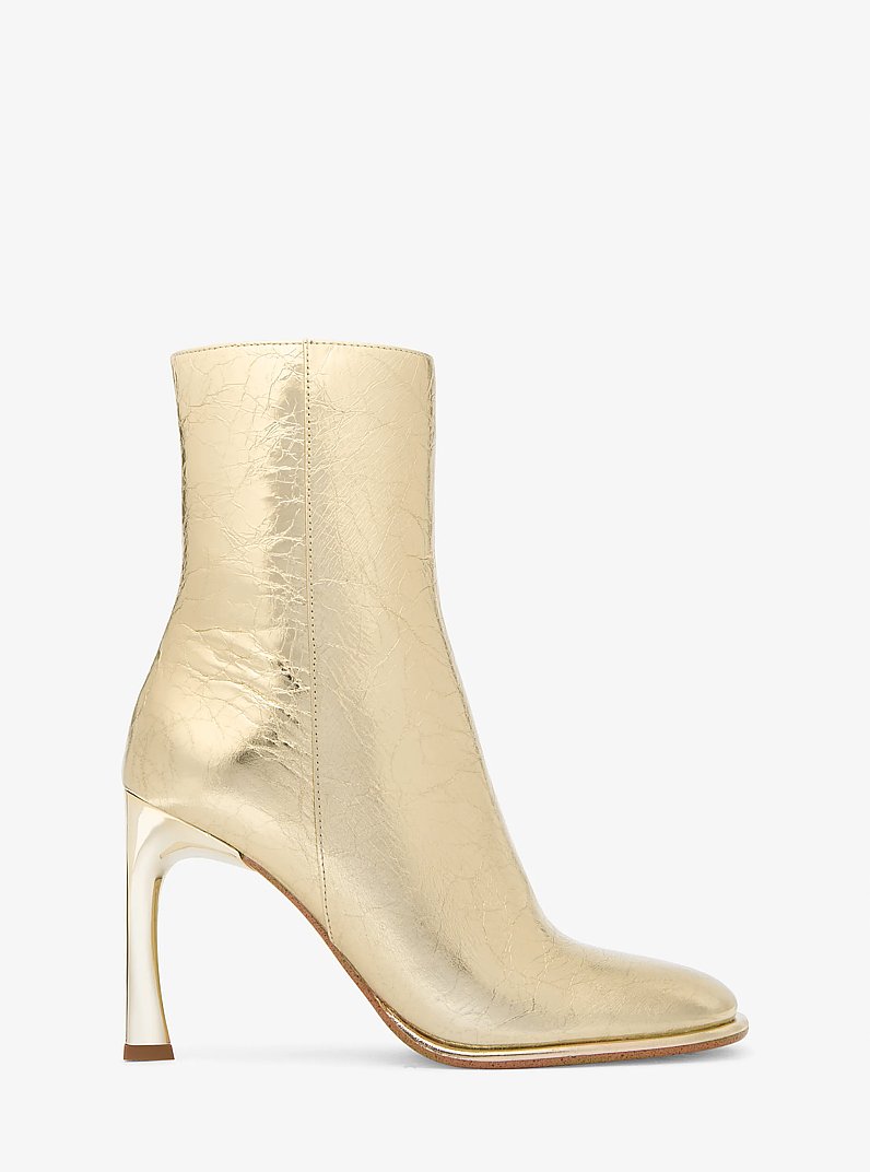 Kelsea Metallic Crackled Leather Boot in PALE GOLD | Michael Kors