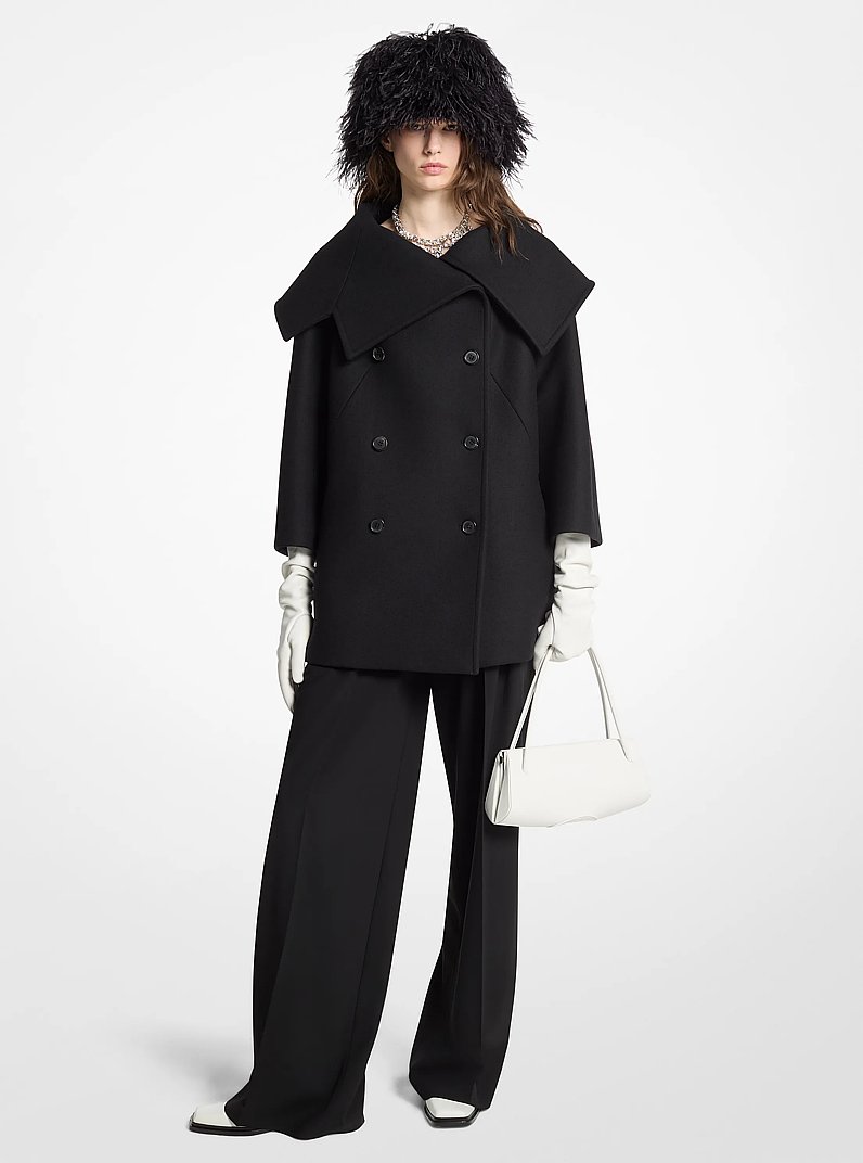 Abrigo marinero en pa&ntilde;o de lana melton in NEGRO | Michael Kors