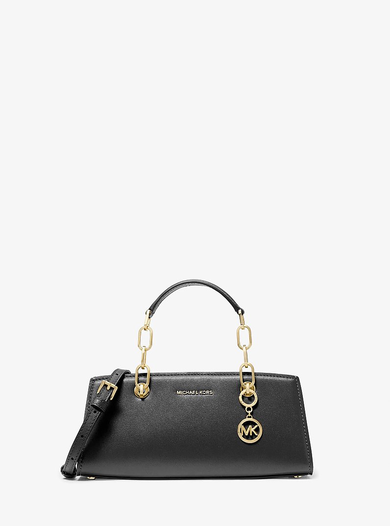 Cynthia Small Leather Satchel in BLACK | Michael Kors