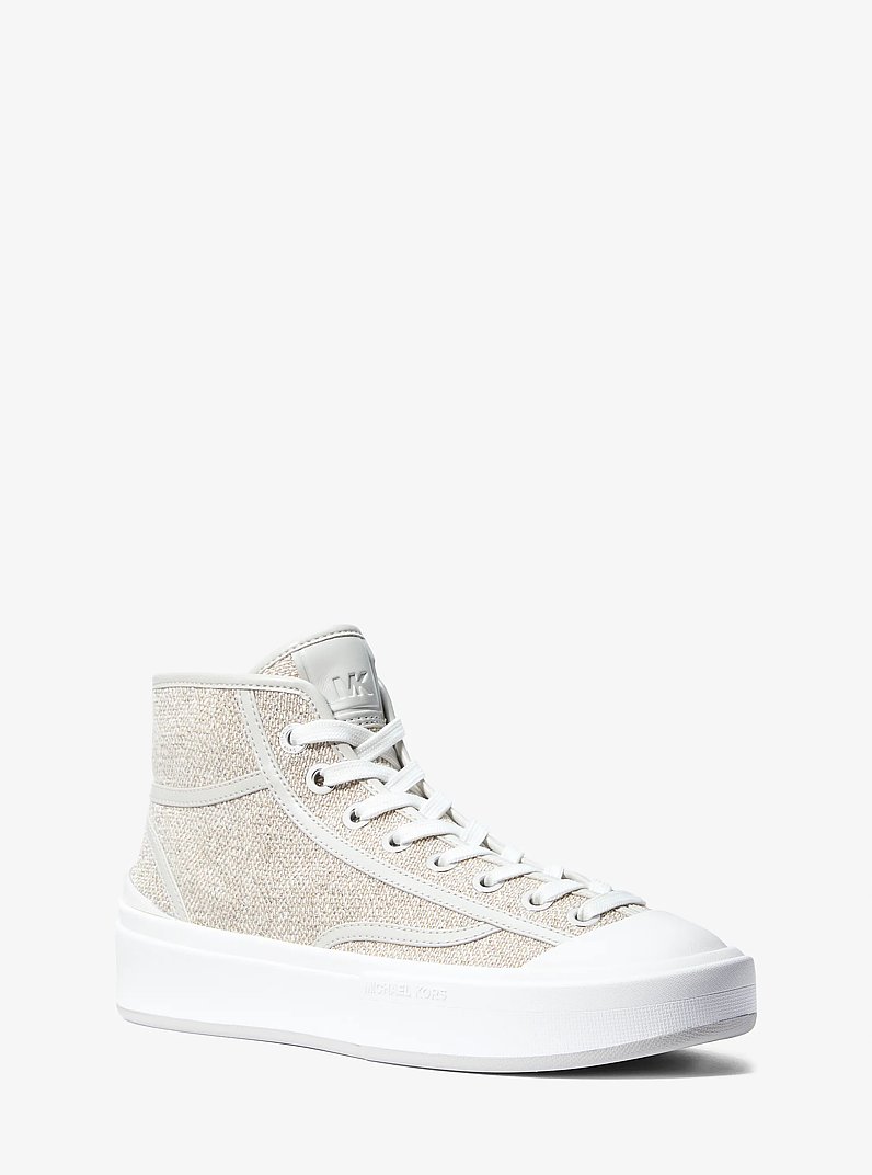 Jude Cotton Blend High-Top Sneaker in SILVER | Michael Kors