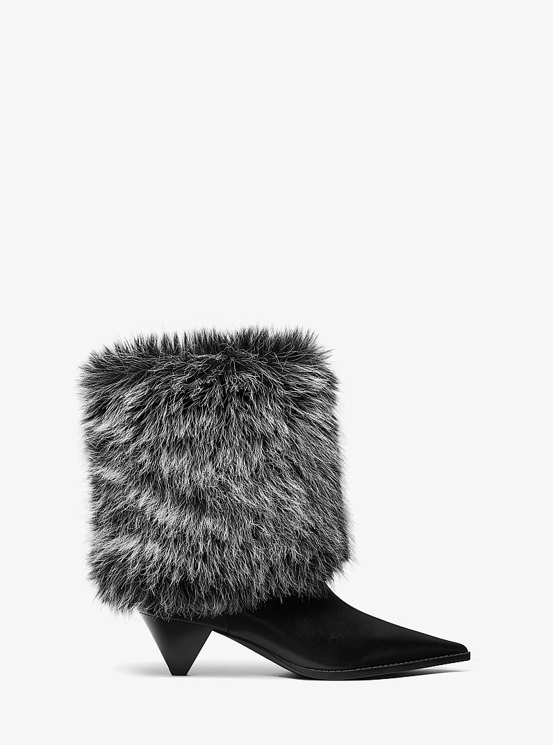 Jayla Faux Fur and Leather Boot in BLACK WHITE MULTI | Michael Kors