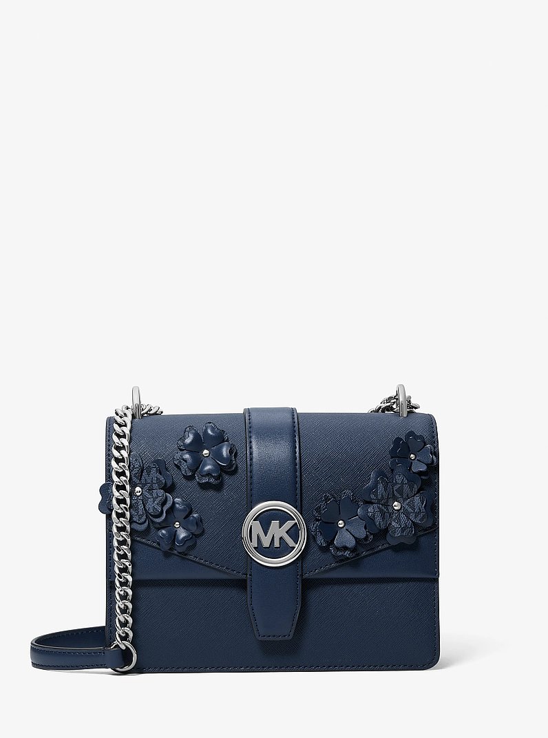 Petit sac &agrave; bandouli&egrave;re Greenwich &agrave; ornements floraux in BLEU MARINE | Michael Kors