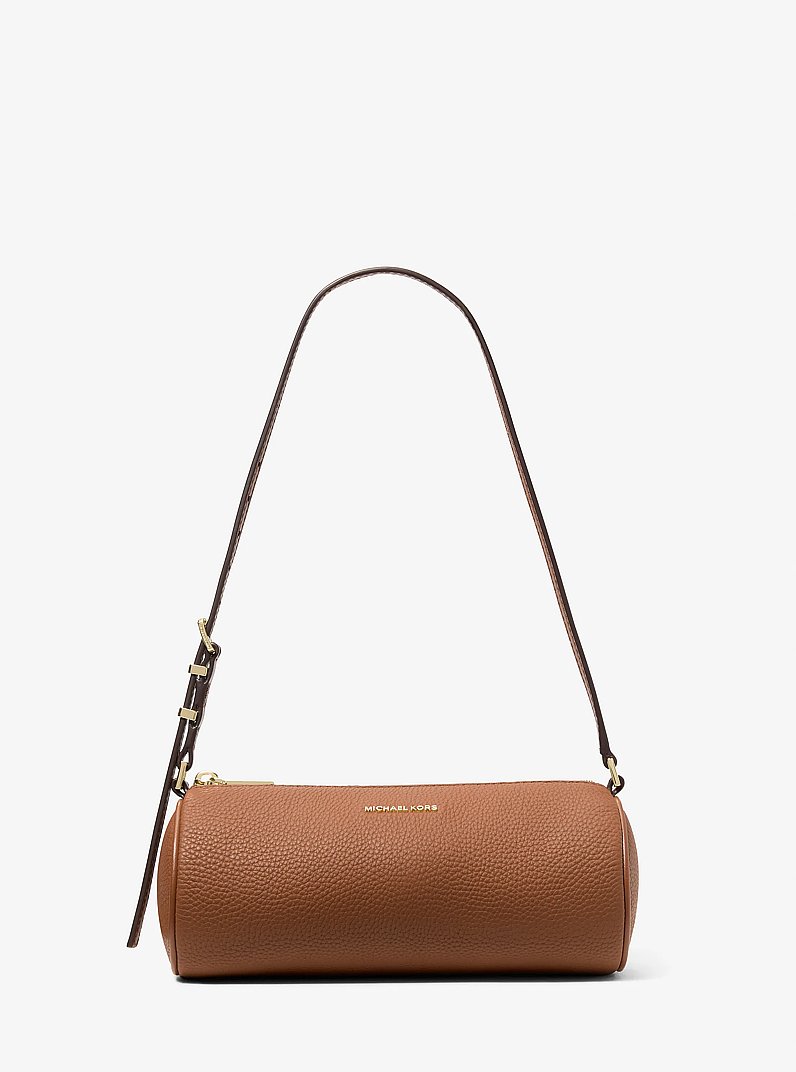 Izzy Small Pebbled Leather Barrel Pochette in LUGGAGE | Michael Kors