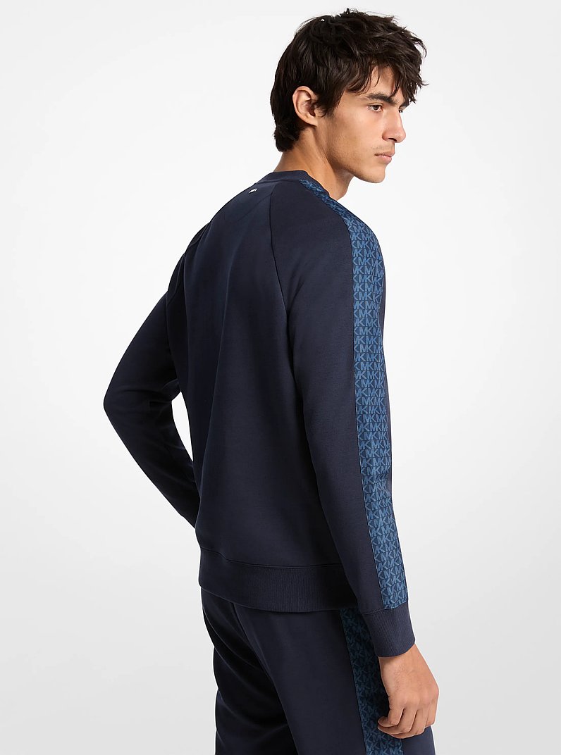 Logo-Trim Cotton Blend Sweater in MIDNIGHT | Michael Kors