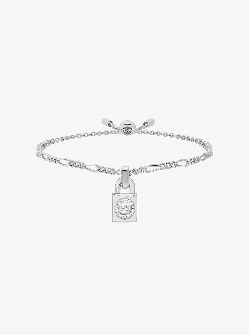Pav&eacute; Logo Pendant Slider Bracelet in SILVER | Michael Kors