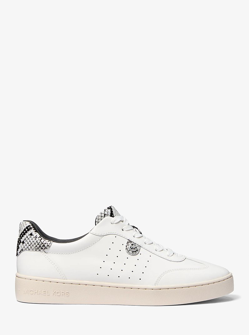 Scotty Snake Embossed Leather Sneaker in ALUMINUM | Michael Kors