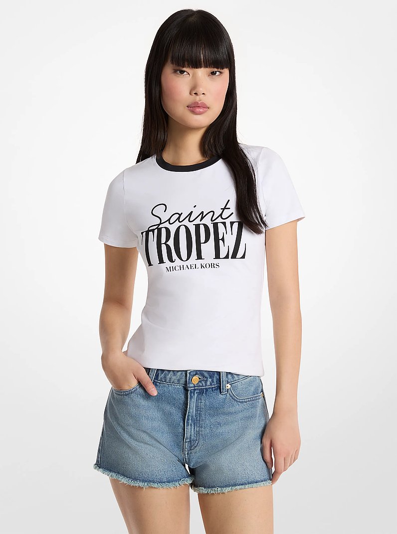 St. Tropez Stretch Cotton T-Shirt in WHITE | Michael Kors