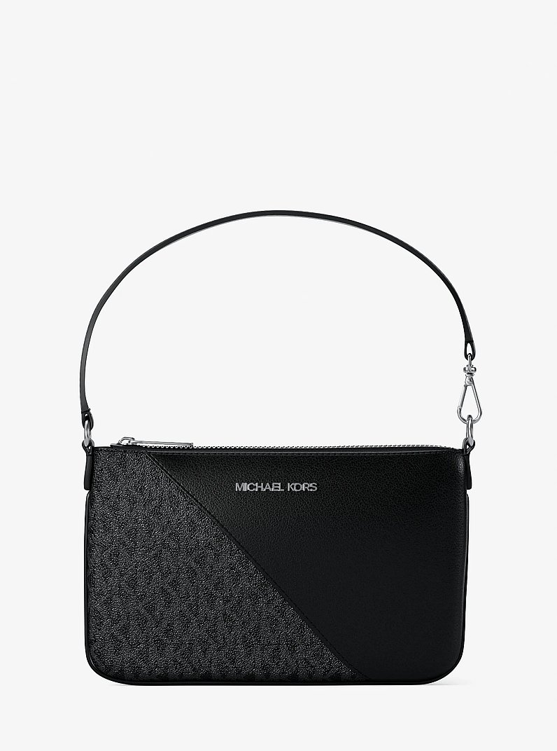 Jet Set Travel Small Signature Logo and Smooth Wristlet in BLACK | Michael Kors