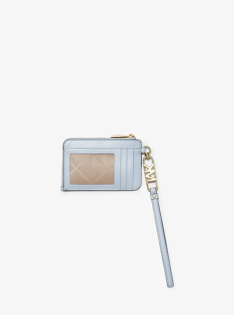 Crocodile Embossed Leather Card Case in PALE BLUE | Michael Kors