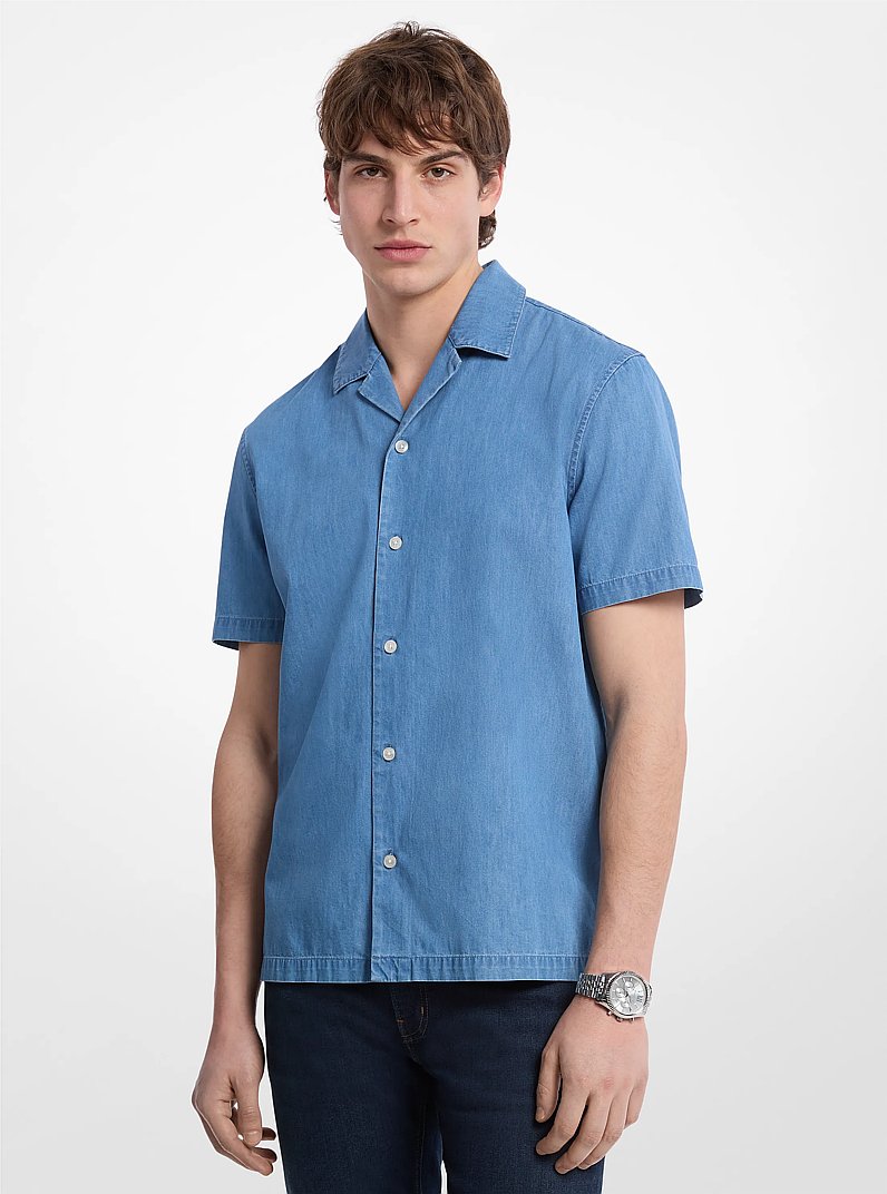 Denim Camp Shirt in ANGEL BLUE WASH | Michael Kors