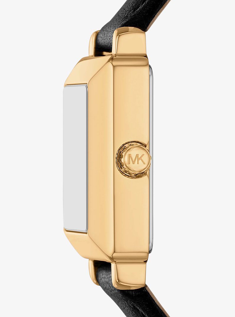 Mini Gwynn Gold-Tone and Leather Watch in NEGRO | Michael Kors