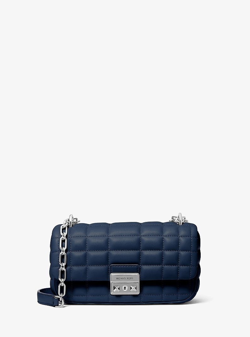 Tribeca Small Quilted Leather Shoulder Bag in NAVY | Michael Kors