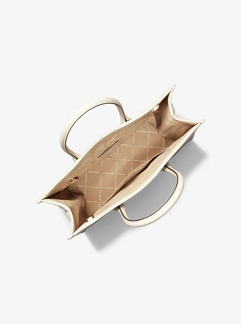 Bolso tote Mirella mediano de cuero de grano con logotipo en relieve