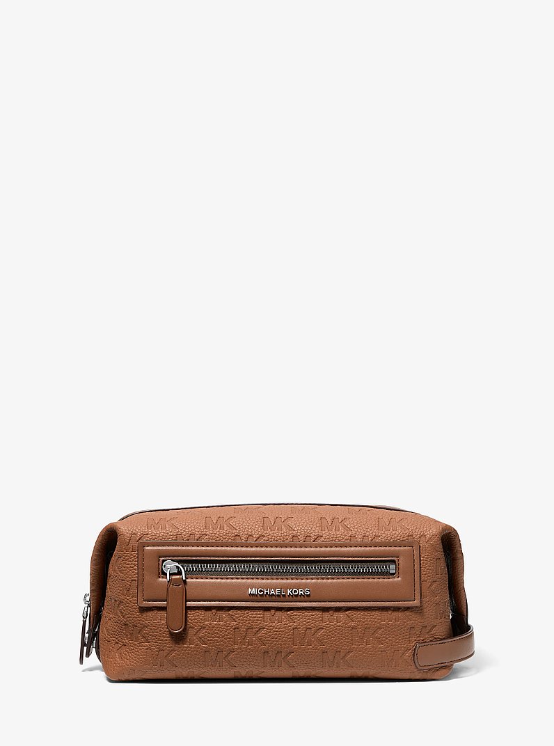 Jet Set Logo Embossed Leather Travel Kit in LUGGAGE | Michael Kors