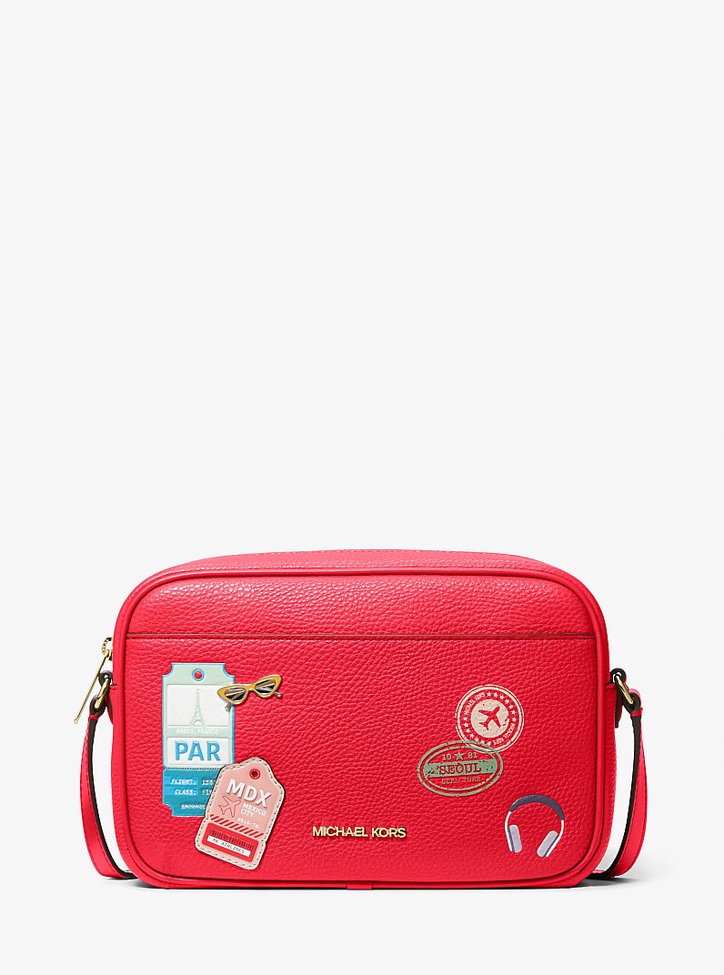 Bandolera para c&aacute;mara Jet Set grande con adornos in SANGR&Iacute;A OSCURO | Michael Kors