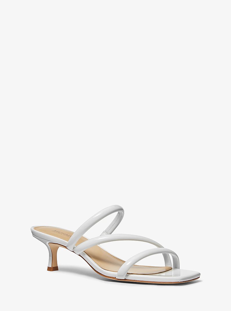 Celia Patent Kitten Sandal in OPTIC WHITE | Michael Kors