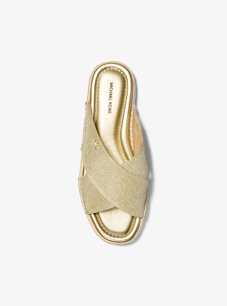 Kenzie Glitter Chain Mesh Sandal in PALE GOLD | Michael Kors