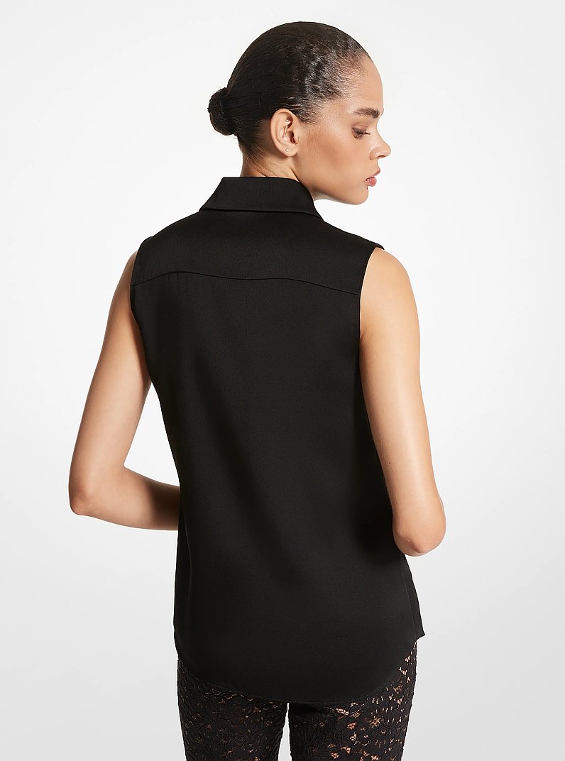 Hansen Charmeuse Sleeveless Shirt in BLACK | Michael Kors