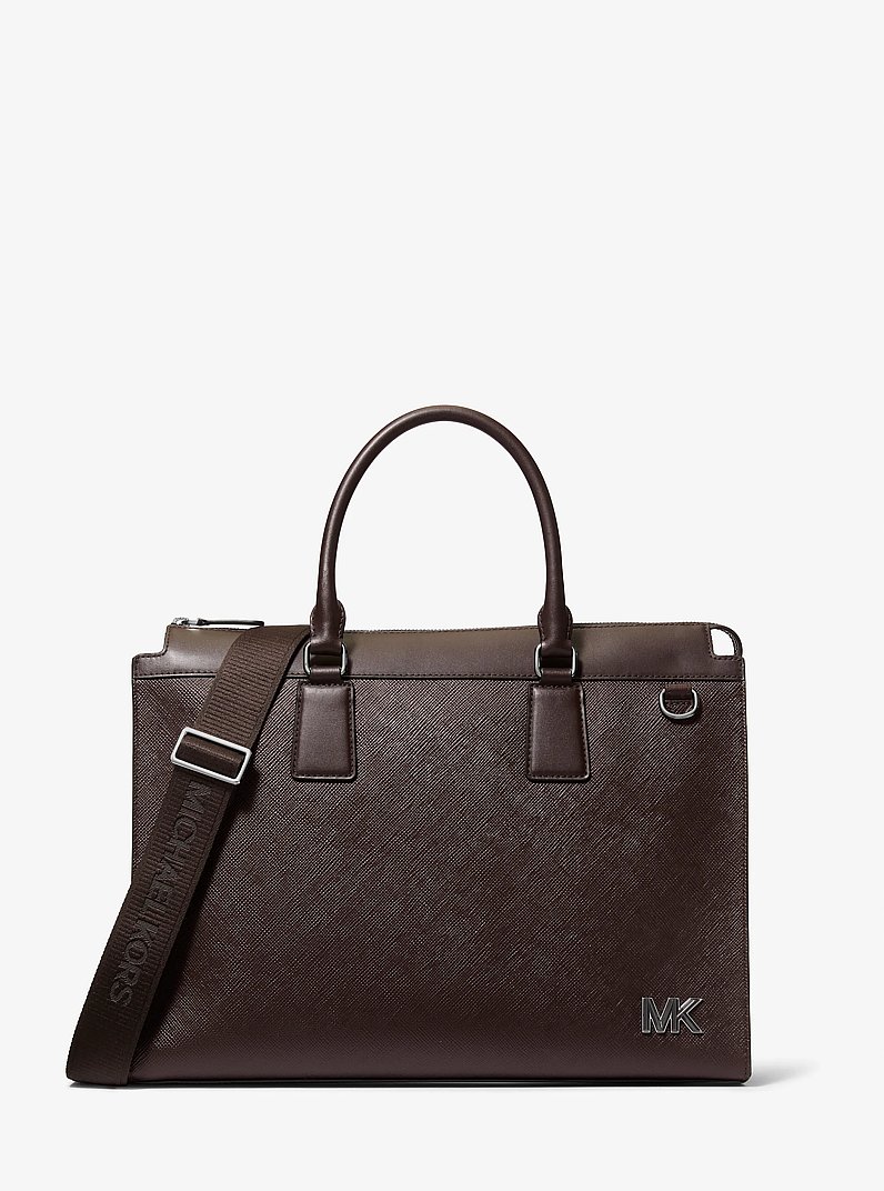 Edison Medium Scratch-Resistant Leather Briefcase in CHOCOLATE | Michael Kors