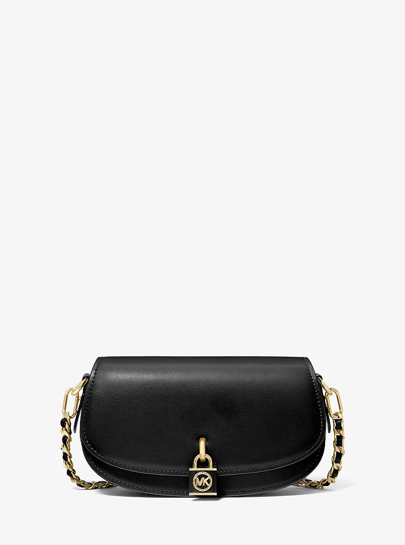 Mila Small Leather Shoulder Bag in BLACK | Michael Kors