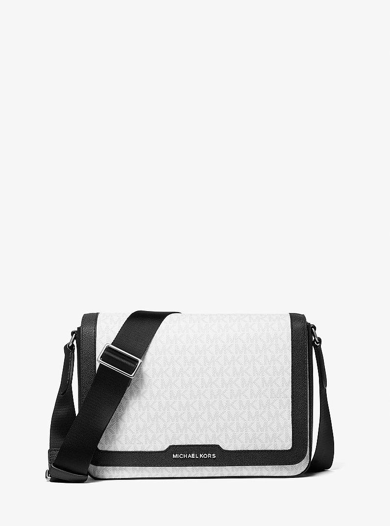Sac &agrave; bandouli&egrave;re Hudson &agrave; logo Signature in BLANC &Eacute;CLATANT | Michael Kors