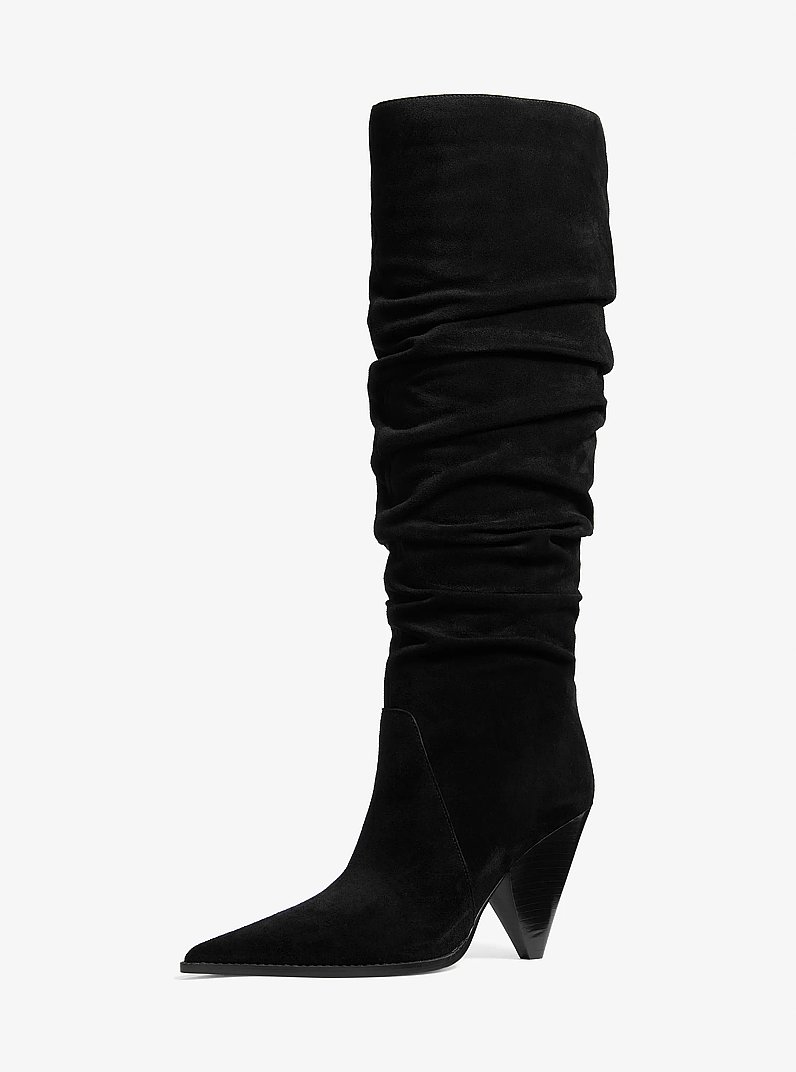 Stiefel Jayla aus Wildleder mit Raffung in SCHWARZ | Michael Kors