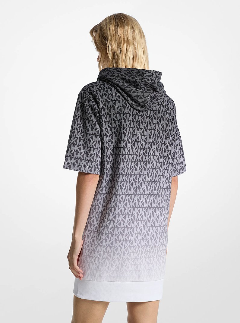 Vestido con capucha de felpa de algod&oacute;n con logotipo y dise&ntilde;o ombr&eacute; in NEGRO | Michael Kors