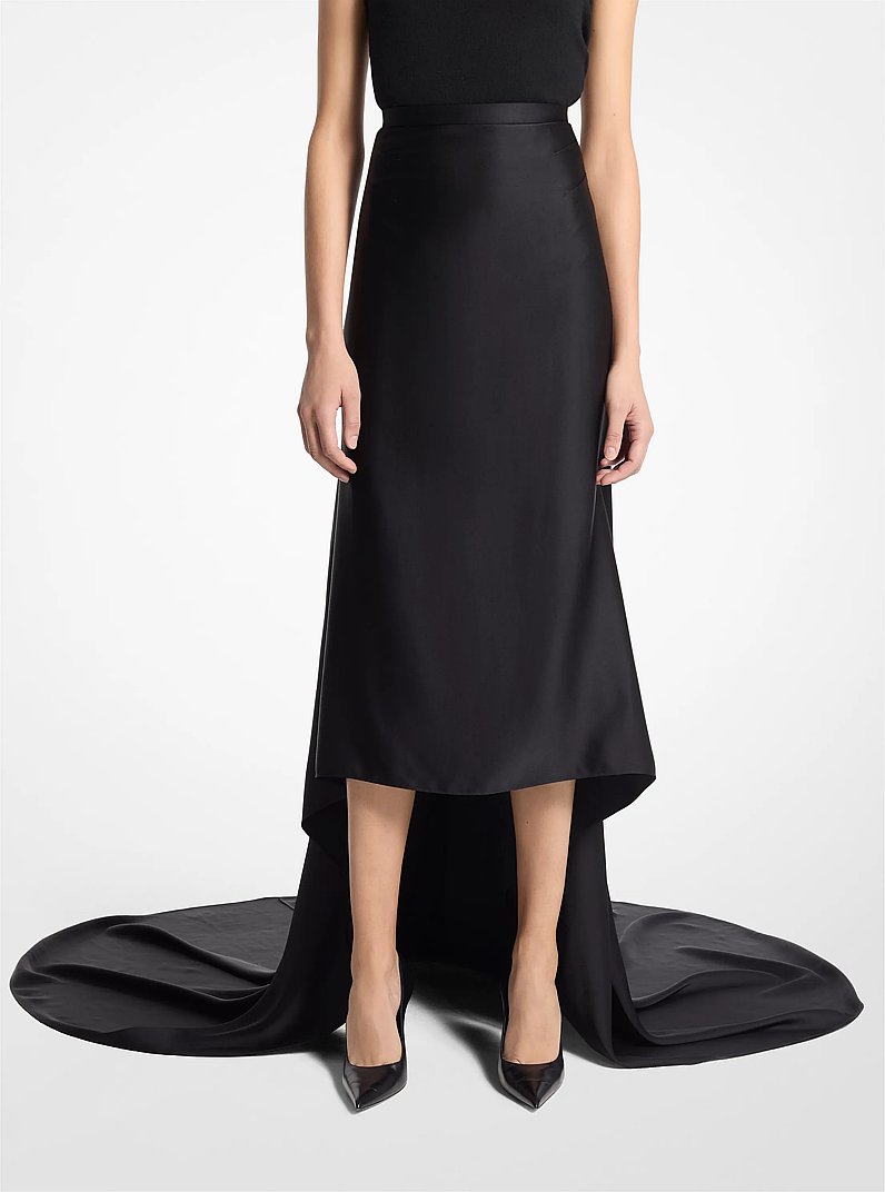 Falda de sat&eacute;n charmeuse con cola in NEGRO | Michael Kors