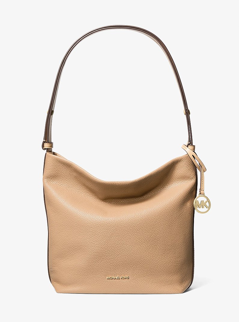 Roey Medium Pebbled Leather Bucket Messenger Bag in POIL DE CHAMEAU | Michael Kors
