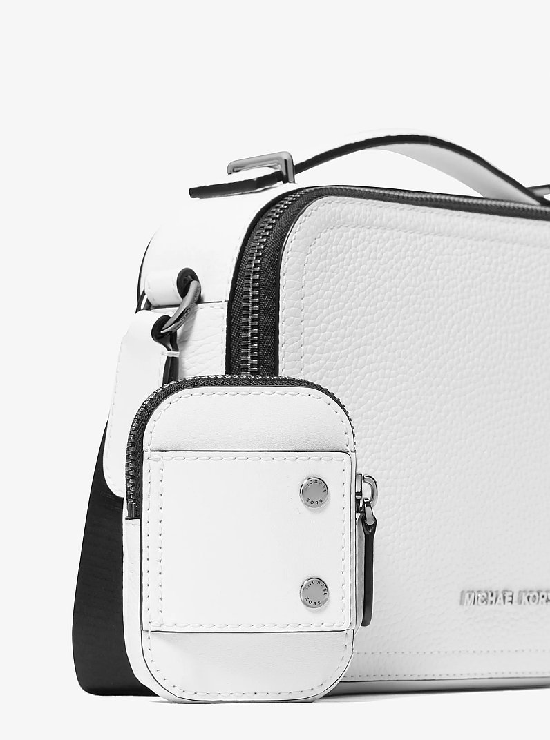 Hudson Pebbled Leather Crossbody Bag in BRIGHT WHT | Michael Kors