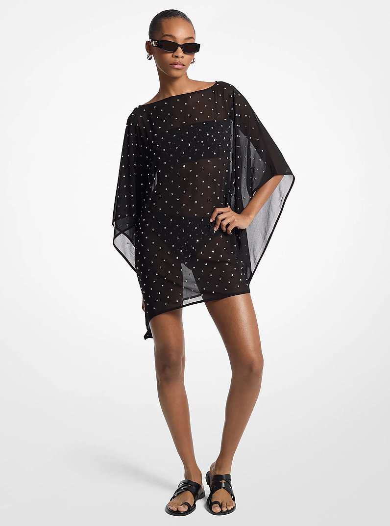 Studded Chiffon Caftan in BLACK | Michael Kors