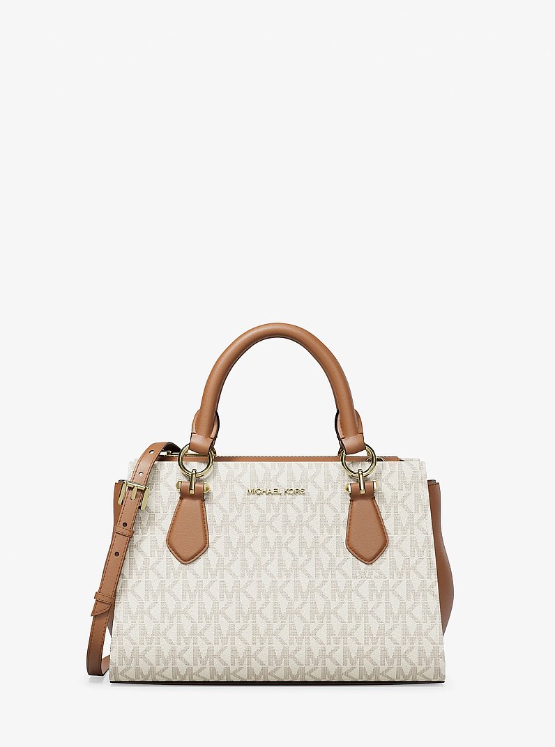 Marilyn Small Signature Logo Messenger Bag in VANILLA | Michael Kors