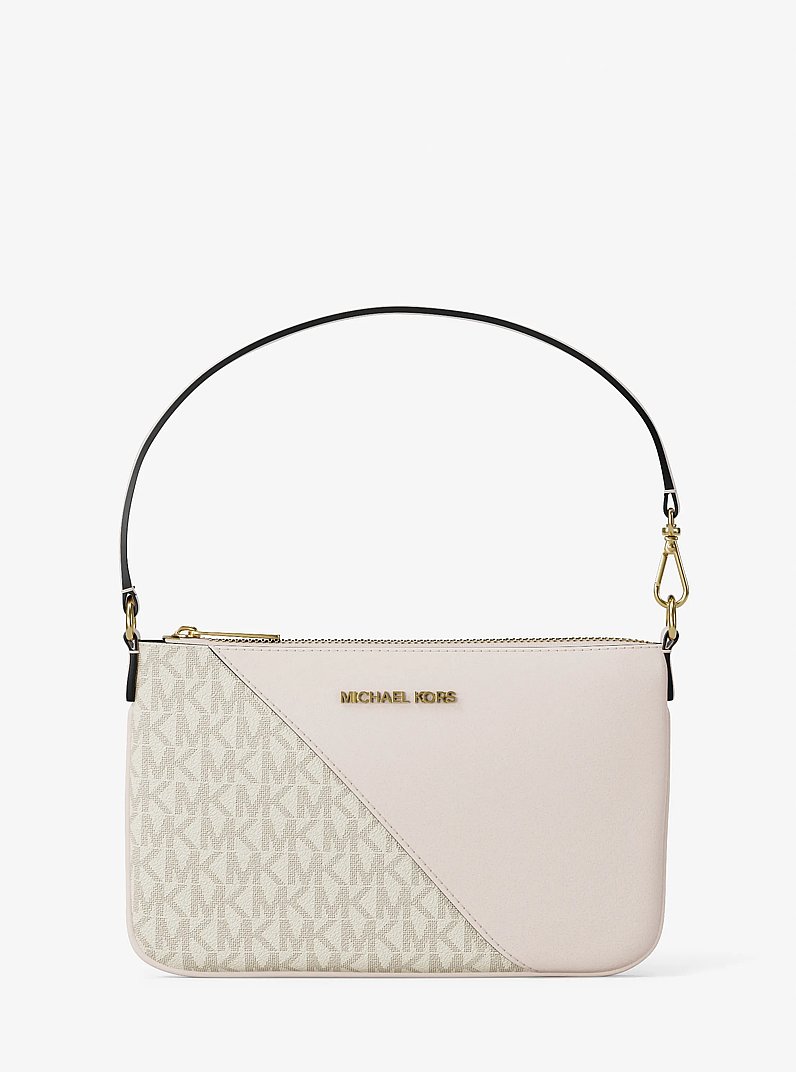Jet Set Travel Small Signature Logo and Smooth Wristlet in CREMA CLARO MULTICOLOR | Michael Kors
