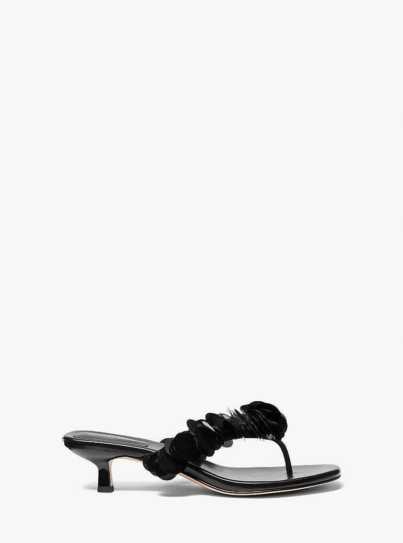 Loretta Sequin Embellished Sandal in BLACK | Michael Kors
