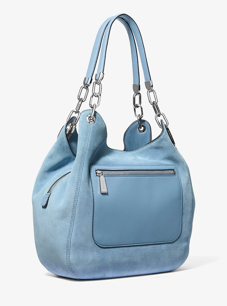 Lillie Large Suede Shoulder Bag in CHAMBRAY | Michael Kors