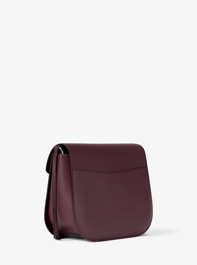 Emilia Small Pebbled Leather Saddle Crossbody Bag in OXBLOOD | Michael Kors