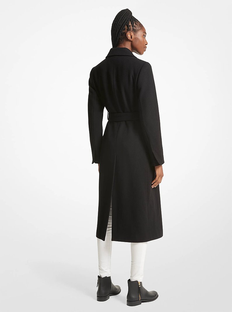 Wool Blend Wrap Coat in BLACK | Michael Kors