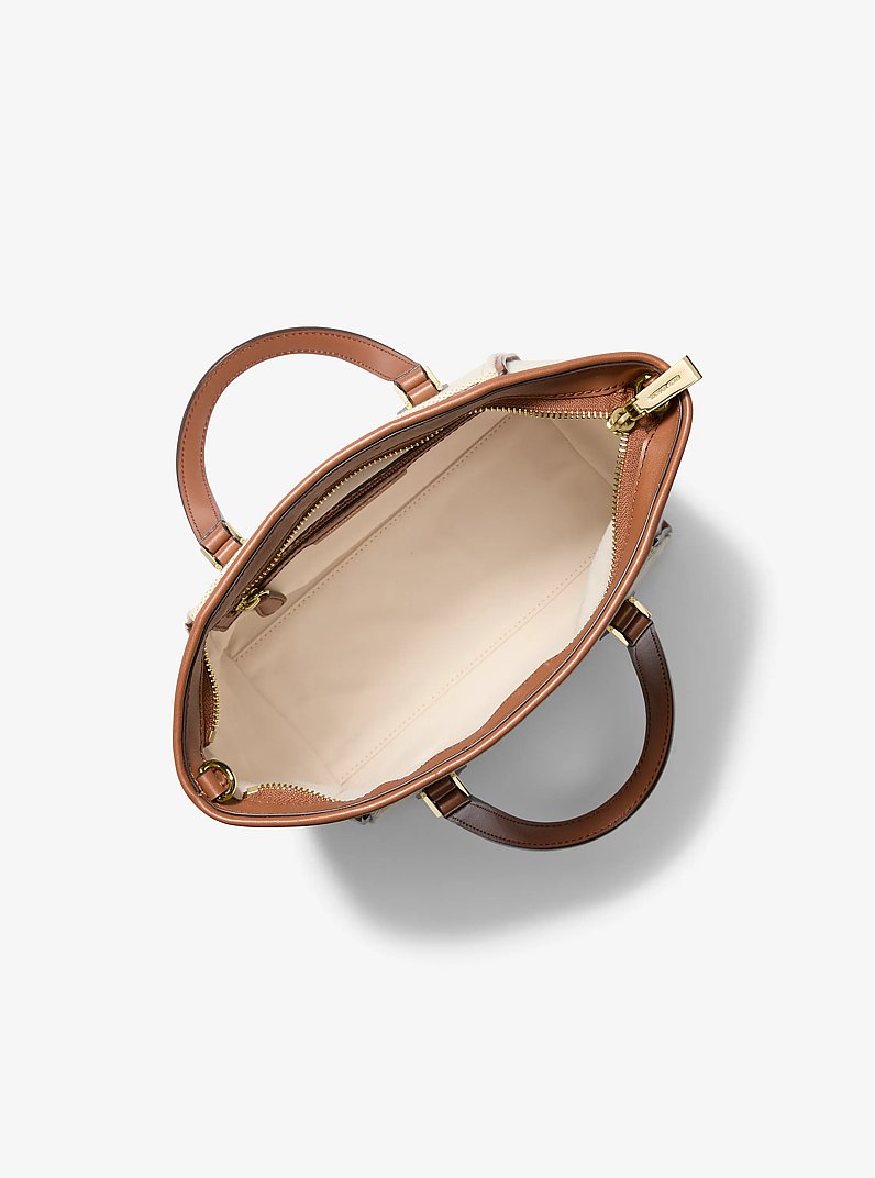 Taryn Small Canvas Convertible Crossbody Bag in LUGGAGE | Michael Kors