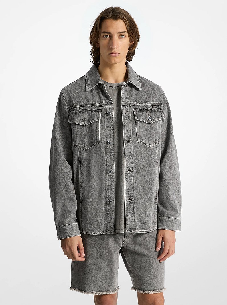 Washed Denim Shirt Jacket in CONCRETE WASH | Michael Kors