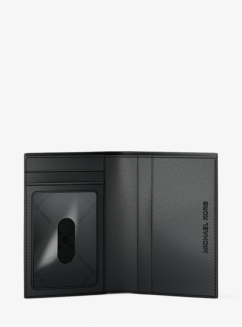 Porta carte di credito a portafoglio Hudson in pelle martellata in NERO | Michael Kors