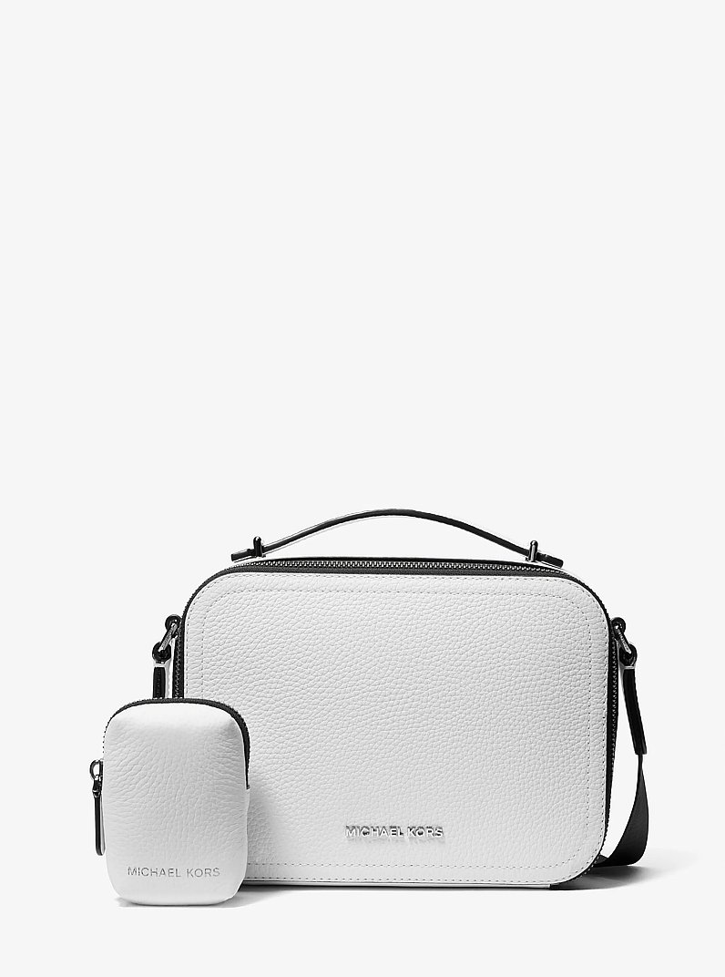 Hudson Pebbled Leather Crossbody Bag in BRIGHT WHT | Michael Kors