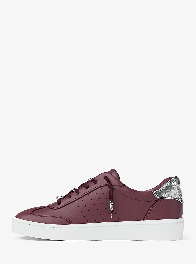 Scotty Embellished Leather Sneaker in OXBLOOD | Michael Kors
