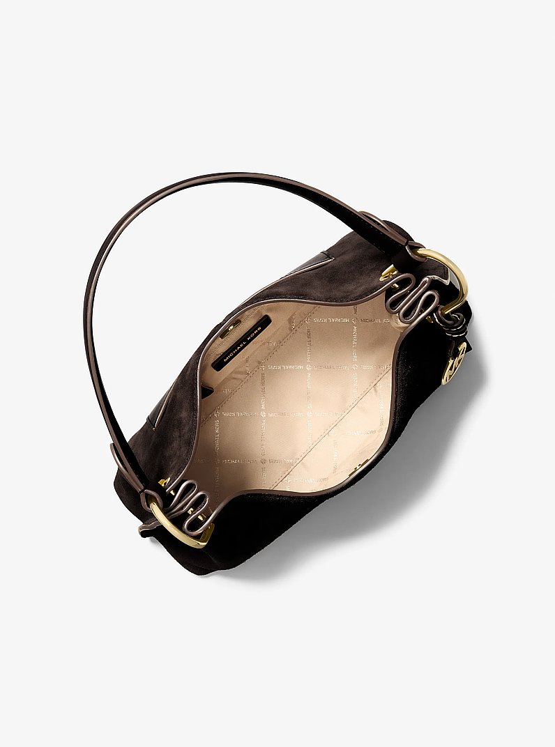 Borsa a spalla Joan media in pelle scamosciata in CIOCCOLATO | Michael Kors